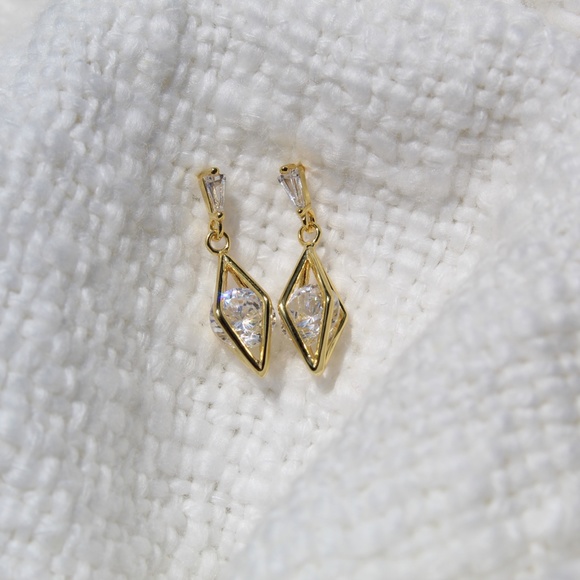 Sterling Silver Diamond Hollow Stud Tassel Earrings - Picture 6 of 13